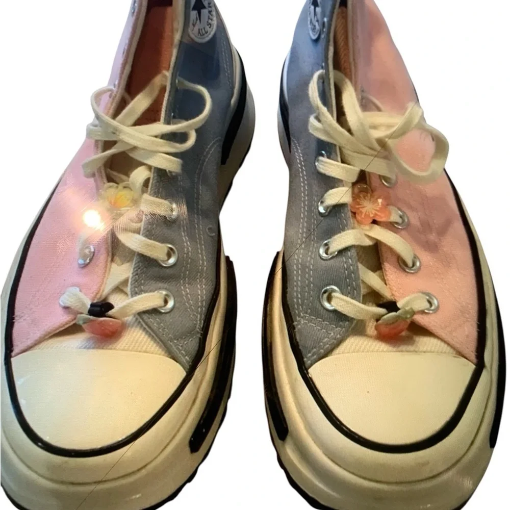 Converse Women's Pink and Blue High-Top Sneakers Run Star Legacy Size 12